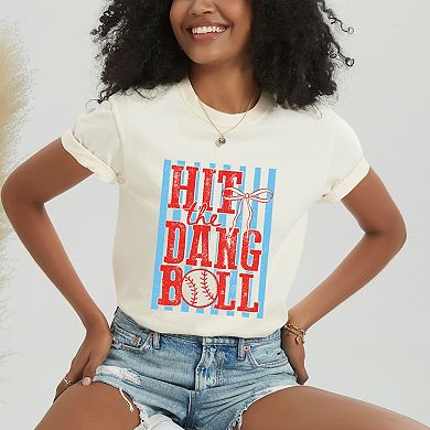 Hit The Dang Ball Stripes - Women's Garment Dyed Graphic T-Shirt