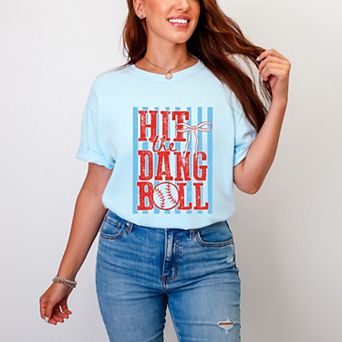 Hit The Dang Ball Stripes - Women's Garment Dyed Graphic T-Shirt