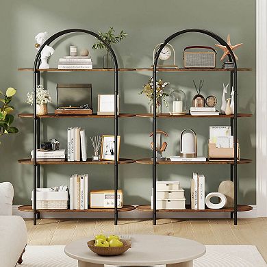 Costway Arched Bookshelf, 4-Tier Open Bookcase with Sturdy Metal Frame for Living Room
