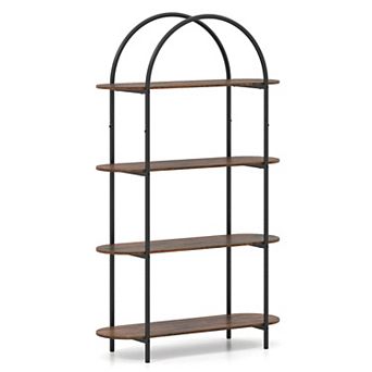 Costway Arched Bookshelf, 4 tier Open Bookcase with Sturdy Metal Frame for Living Room