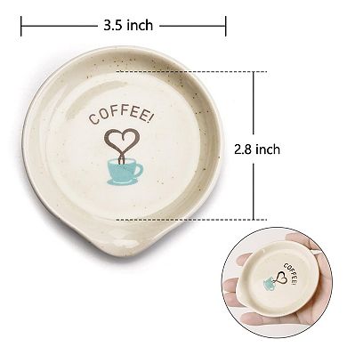 White Ceramic Coffee Spoon Rest, Mini 3.5-Inch Teaspoon Holder for Coffee Bar & Counter Decor