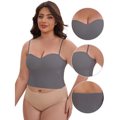 Women's Adjustable Spaghetti Straps Wireless Padded Camisole Slim Fit Sweetheart Neck Solid Tank Top