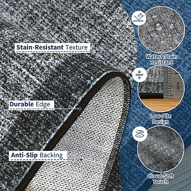 Modern Area Rug Non Slip Vacuum Clean Ultra Thin Stain Resistant Carpet for Bedroom Kitchen Hallway