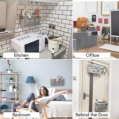 Over Door Organizer Hanger Basket Towel Rack 5 Hooks Storage Shelf Bathroom Kitchen Office