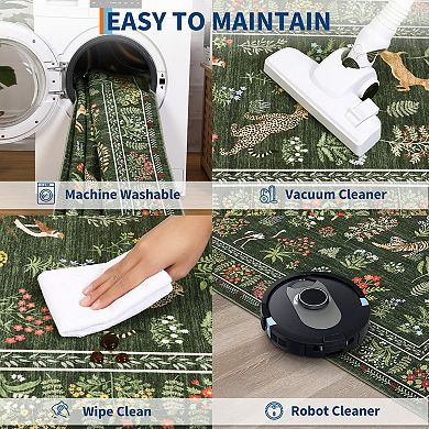 Contemporary Area Rug Non Slip Foldable Low Pile Ultra Thin Pet Friendly Floor Cover for Bedroom