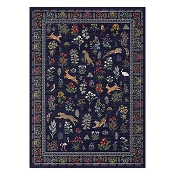 Contemporary Area Rug Non Slip Foldable Low Pile Ultra Thin Pet Friendly Floor Cover for Bedroom