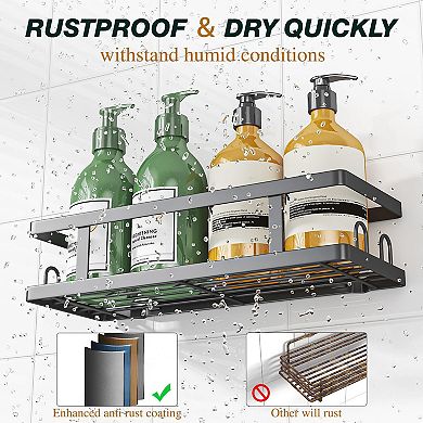 Adhesive Shower Shelves No Drilling Bathroom Organizer 3 Pack