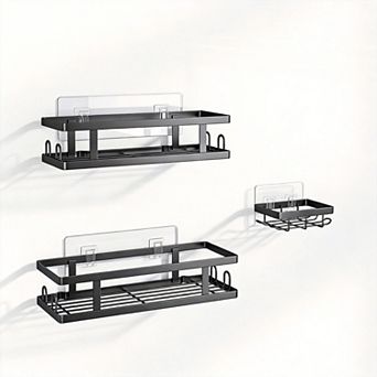 Adhesive Shower Shelves No Drilling Bathroom Organizer 3 Pack