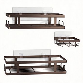 Adhesive Shower Shelves No Drilling Bathroom Organizer 3 Pack