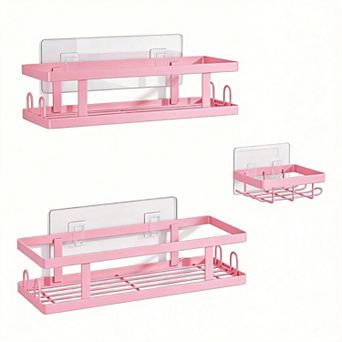 Adhesive Shower Shelves No Drilling Bathroom Organizer 3 Pack