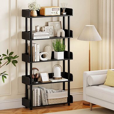 Costway 5-Tier Bookshelf, Open Bookcase with Anti-Tipping Kit, Storage Unit for Living Room