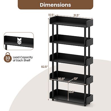 Costway 5-Tier Bookshelf, Open Bookcase with Anti-Tipping Kit, Storage Unit for Living Room