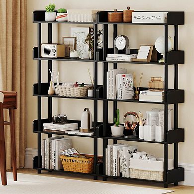 Costway 5-Tier Bookshelf, Open Bookcase with Anti-Tipping Kit, Storage Unit for Living Room
