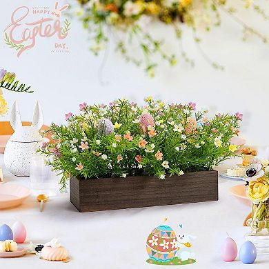Easter Spring Artificial Flower Centerpiece with Wooden Tray