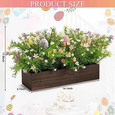 Easter Spring Artificial Flower Centerpiece with Wooden Tray