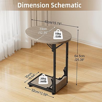 Folding C-Shaped Side Table Sofa Coffee Table