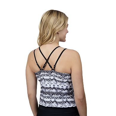 Free Country Women's Double Strap Cut Out Blouson Tankini Top