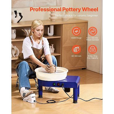 Tabletop Electric Pottery Wheel with Turntable and Removable Water Basin