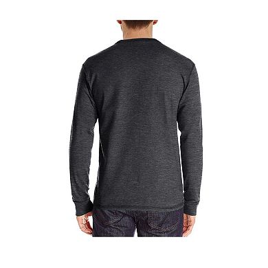 Mens Button Up Henley Crew Neck Tops Long Sleeve Casual Basic Solid Tops with Pocket
