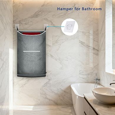 Hanging Laundry Hamper Over Door Bag Zipper Wide Open Top Storage Clothes Toys