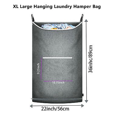 Hanging Laundry Hamper Over Door Bag Zipper Wide Open Top Storage Clothes Toys
