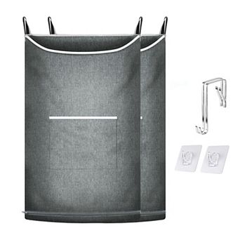 Hanging Laundry Hamper Over Door Bag Zipper Wide Open Top Storage Clothes Toys
