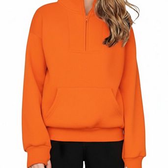 Girls' Half-Zip Fleece Pullover Sweater with Thumb Holes