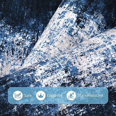 Abstract Area Rug Machine Washable Low Pile Pet Friendly Foldable Floor Cover for Living Room