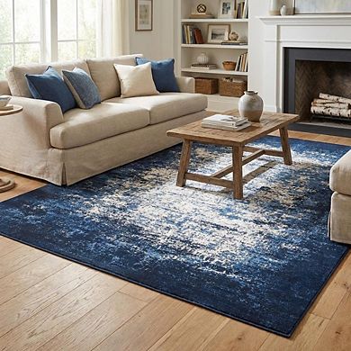 Abstract Area Rug Machine Washable Low Pile Pet Friendly Foldable Floor Cover for Living Room