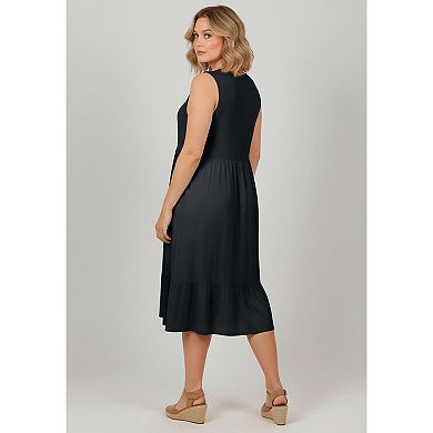 Avenue Women's Plus Size Button Detail Tank Dress