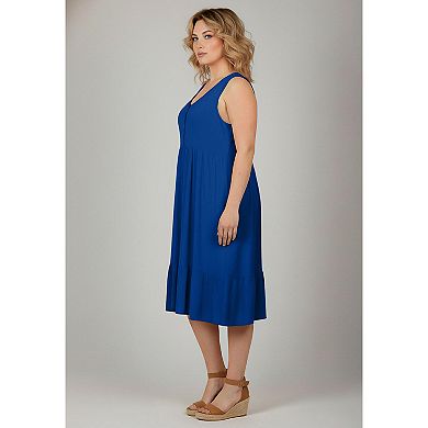 Avenue Women's Plus Size Button Detail Tank Dress