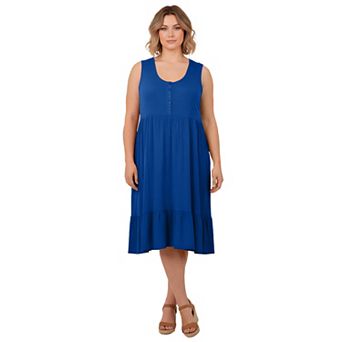 Avenue Women's Plus Size Button Detail Tank Dress