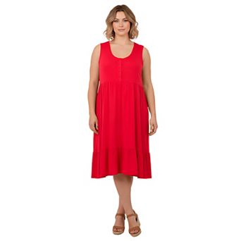 Avenue Women's Plus Size Button Detail Tank Dress