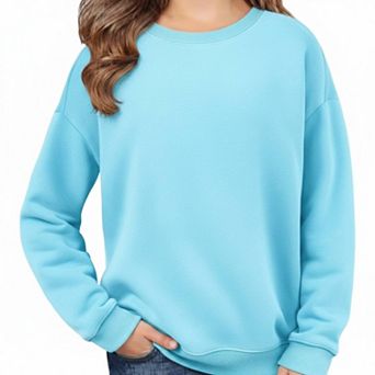 Girls' Ribbed Trim Crewneck Sweater