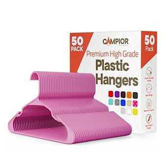 Campior Plastic Hangers Slim, Heavy-Duty, Non-Slip Notches, Pack of 50