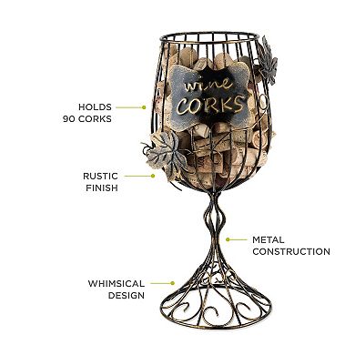 Wine Cork Holder: Rustic Bronze Decorative Storage Set for 90 Corks