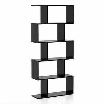 Costway 5 tier Bookshelf Geometric S-Shaped Bookcase Room Divider Storage Display Shelf