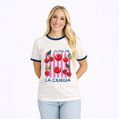 La Ciliegia Stripes - Women's Ringer Graphic T-Shirt