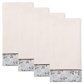 Pure Cotton Hand Towels with Rose Floral Embroidery, 29" x 13" Quick Dry Towels for Bathroom