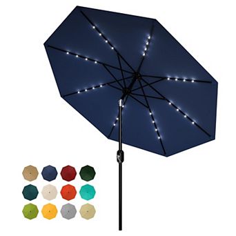 10FT LED Lighted Patio Umbrella with Center Pole, UV Protected Outdoor Umbrella, Crank Lift & Tilt