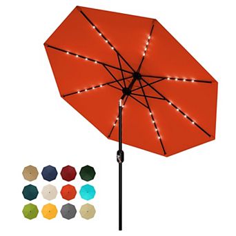 10FT LED Lighted Patio Umbrella with Center Pole, UV Protected Outdoor Umbrella, Crank Lift & Tilt