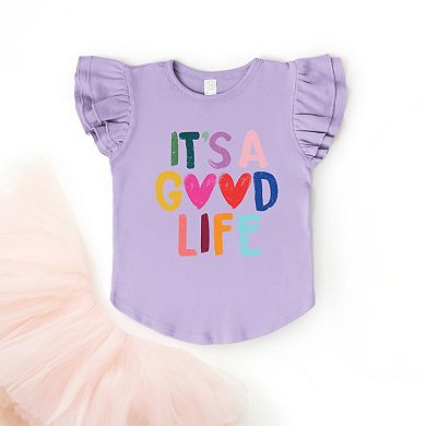 It's A Good Life Hearts - Flutter Sleeve Graphic T-Shirt