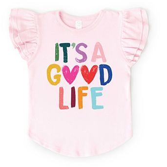 It's A Good Life Hearts - Flutter Sleeve Graphic T-Shirt