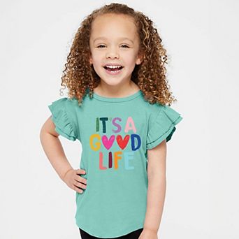 It's A Good Life Hearts - Flutter Sleeve Graphic T-Shirt