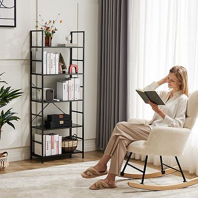 5 Tier Modern Bookshelf: Space-saving, Durable, Multi-use, Waterproof, Easy Assembly