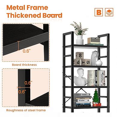 5 Tier Modern Bookshelf: Space-saving, Durable, Multi-use, Waterproof, Easy Assembly