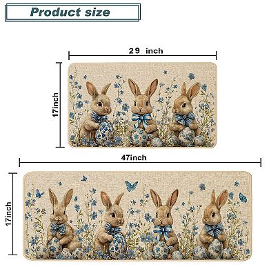 Easter Bunny Kitchen Mats Non Slip Spring Decor 2pc