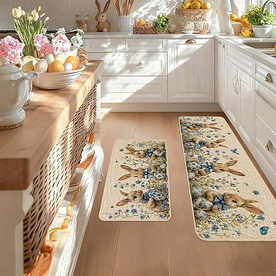 Easter Bunny Kitchen Mats Non Slip Spring Decor 2pc