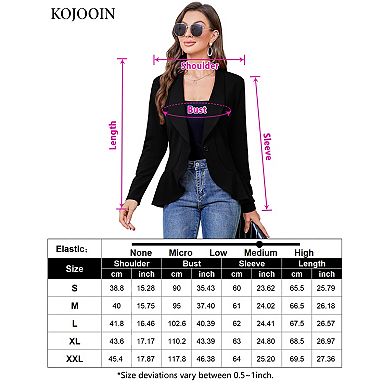 Women Draped Open Front Cardigan Long Sleeve Casual Blazer Soft Workwear Layering Top