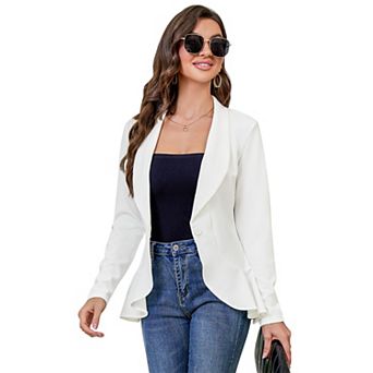 Women Draped Open Front Cardigan Long Sleeve Casual Blazer Soft Workwear Layering Top